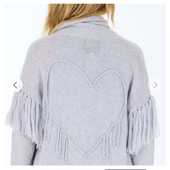 Kerri Rosenthal Sweaters - Kerri Rosenthal Cali Beau-Lero Cashmere Heart Sweater in Platinum.